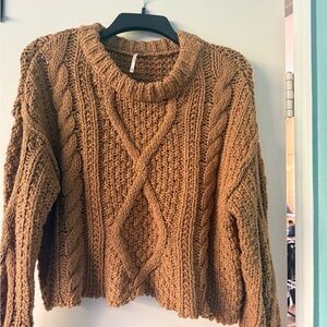 Free People Cable Knit Sweater - Tan
